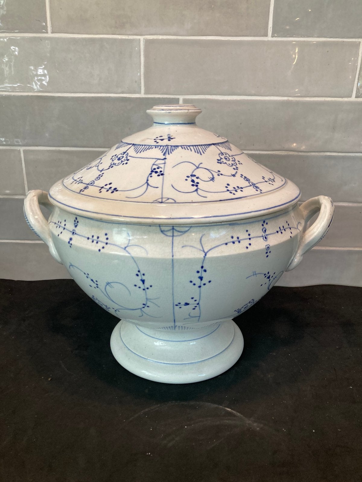 Antieke terrine Blau Saks (130826), Antiek en Kunst, Antiek | Servies los, Ophalen of Verzenden