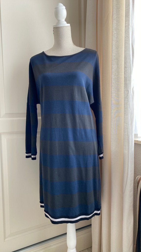 Jurk Blauw Grijs gestreept Maat M Miss Etam, Maat 38/40 (M), Blauw, Ophalen of Verzenden, Zo goed als nieuw