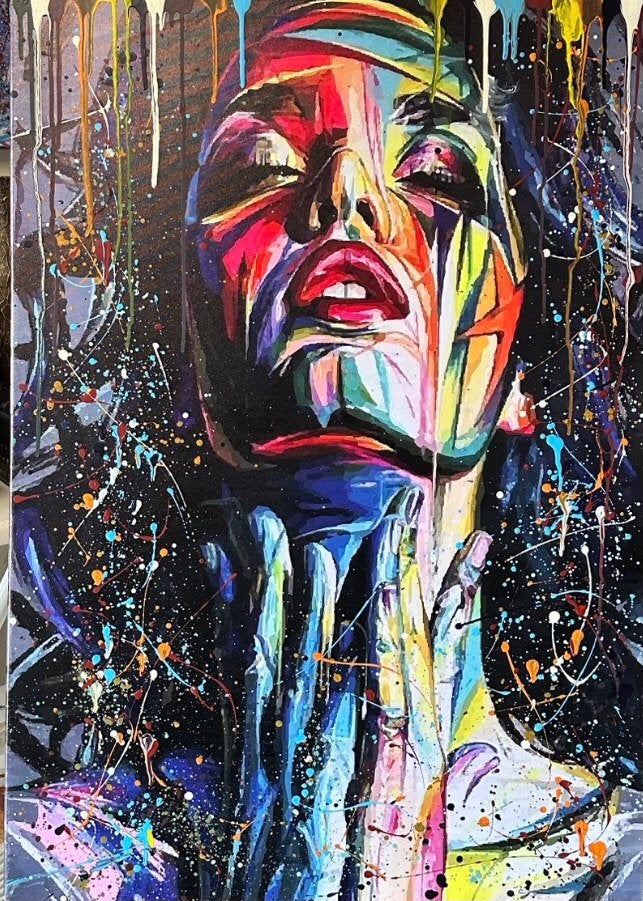 Woman- Mixed Media- Katoenen canvasdoek- Mixed Media- 100x70, Ophalen of Verzenden, Nieuw, Schilderij