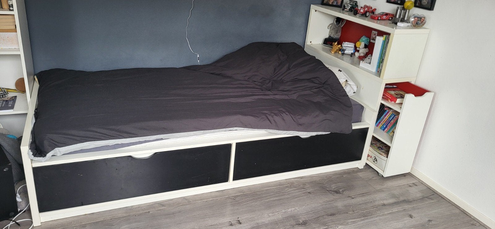IKEA FLEXA bed met kast en lades - Eenpersoons, Ophalen, Gebruikt, 90 cm, Eenpersoons
