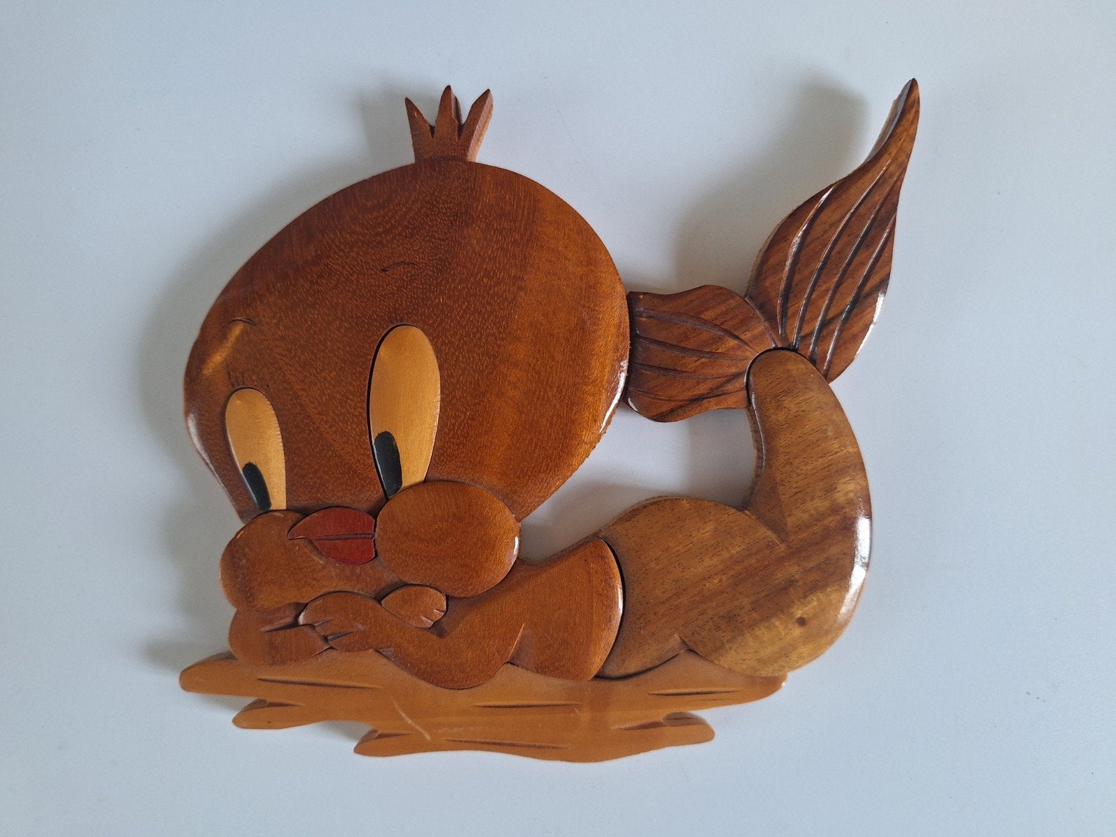 Houten Tweety als zeemeermin.
Met haakje om op te hangen.
17, Gevondenengemaakt@gmail.com, Decoratieobject, Zo goed als nieuw