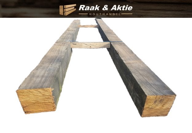 2 hardhouten palen / balken 20x20 cm / 4.70 m lang nr: HB55, Ophalen, 250 cm of meer, Balken, Hardhout
