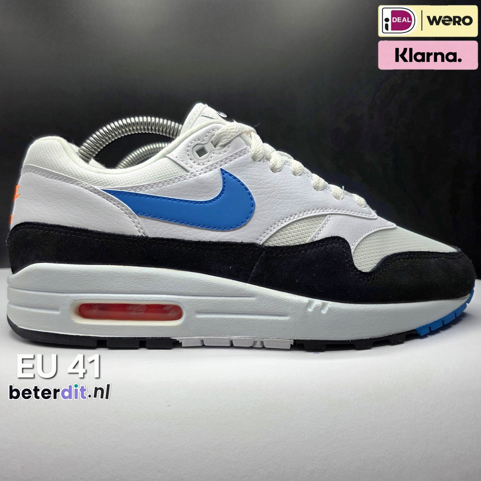 Nike Air Max 1 'White Photo Blue Black' Maat: 41, Nike air max, Ophalen of Verzenden, Nike, Nike