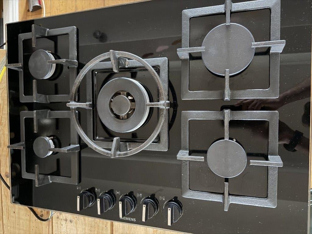 Siemens EP7A6QC20N gas-op-glas 75cm | 5-pits wokbrander, Witgoed en Apparatuur, Kookplaten, Ophalen, Gebruikt, Inbouw, Gas