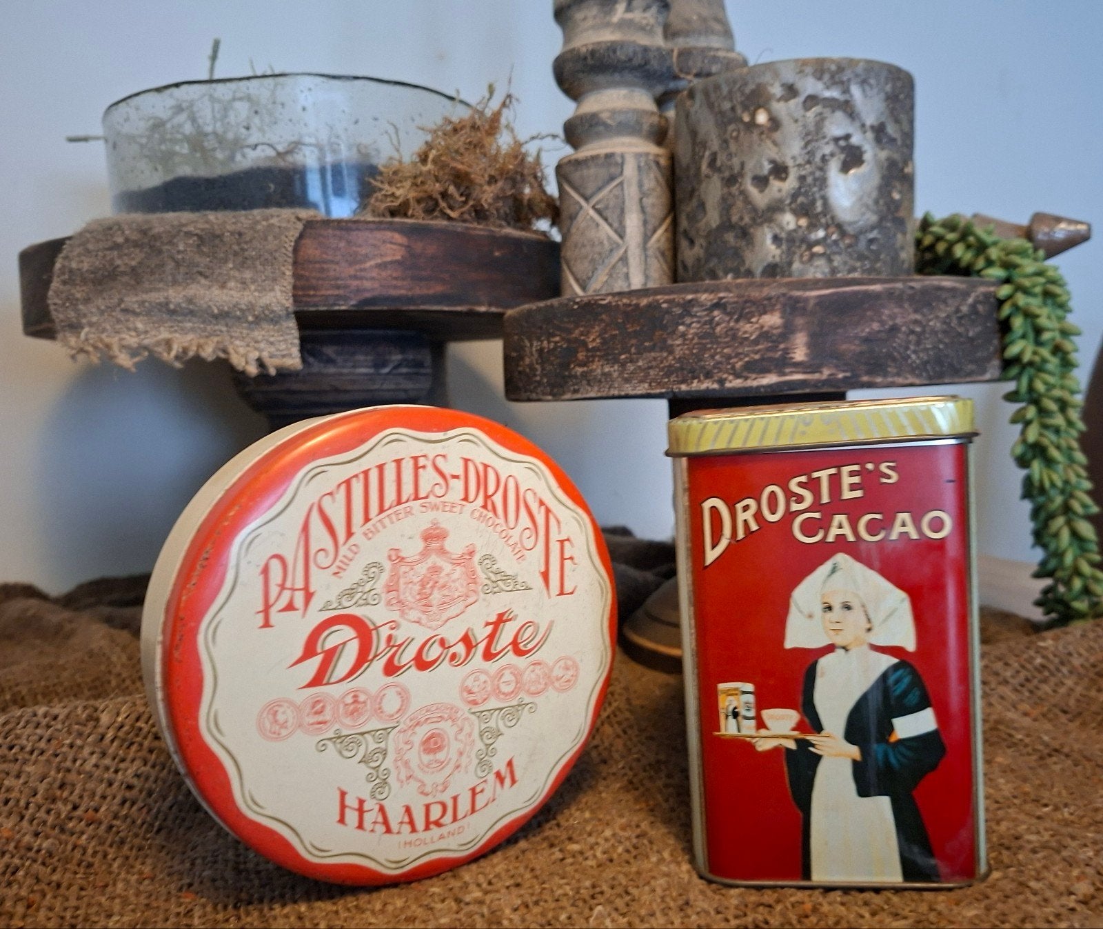 Vintage Droste Cacao en Pastilles Blikken - Set van 3, Ophalen of Verzenden