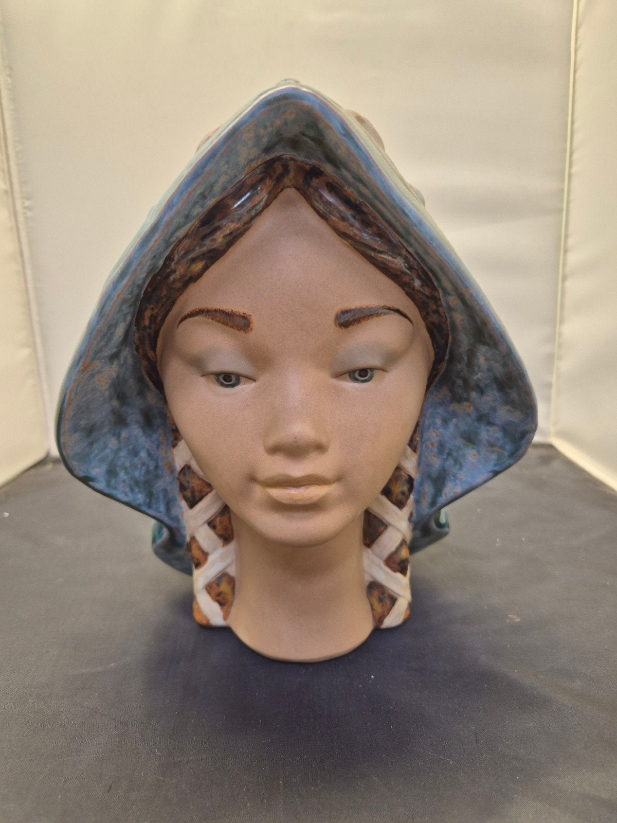 Vintage Madro Keramiek Hoofd met Hoofddoek - Uniek Stuk, Ophalen of Verzenden