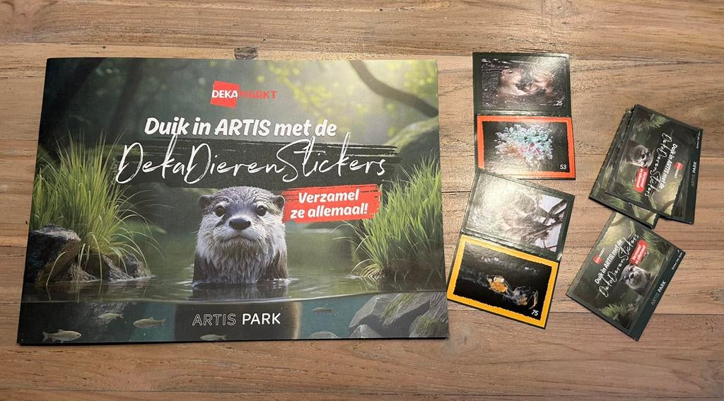 Stapel DEKA Markt dieren stickers Artis: OOK NR 81 t/m 84!!, Dekamarkt, Verzenden