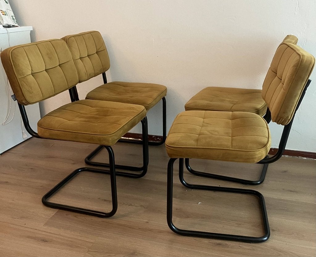 Chairs (Gold) – Set of 4 – Pickup Only, Gebruikt, Overige kleuren, Ophalen of Verzenden, Vier