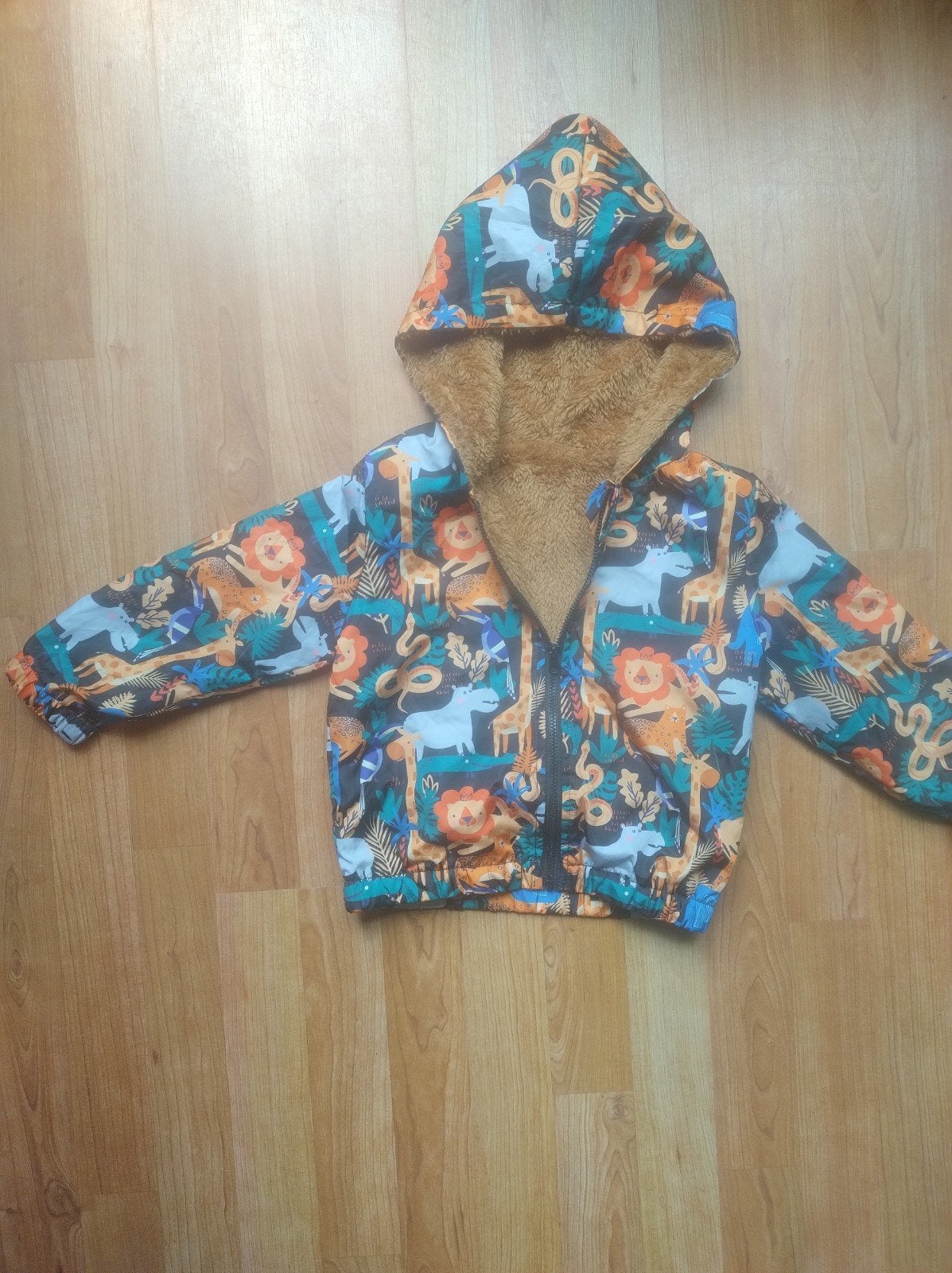 Leuke jas met dierenprint en teddy voering, Ophalen of Verzenden, Gebruikt, Jongen of Meisje, Jas