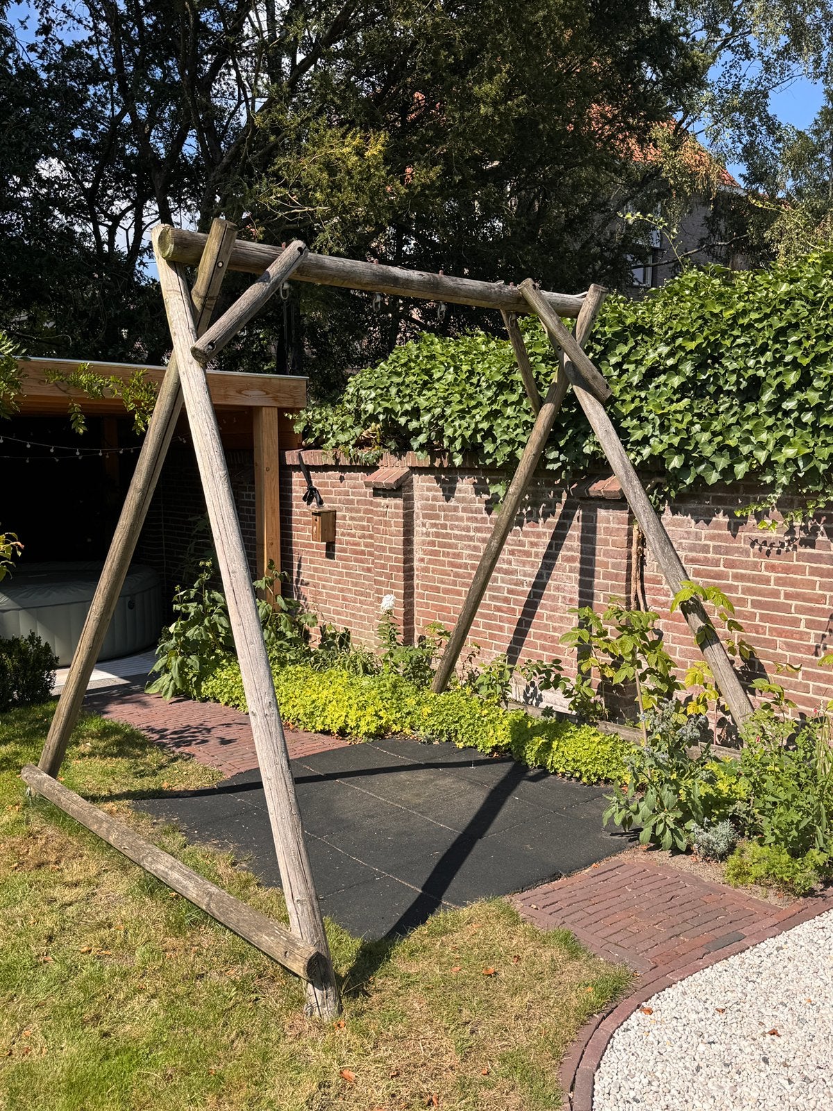 Houten schommel met schommelzitje, Ophalen, Gebruikt, Schommel