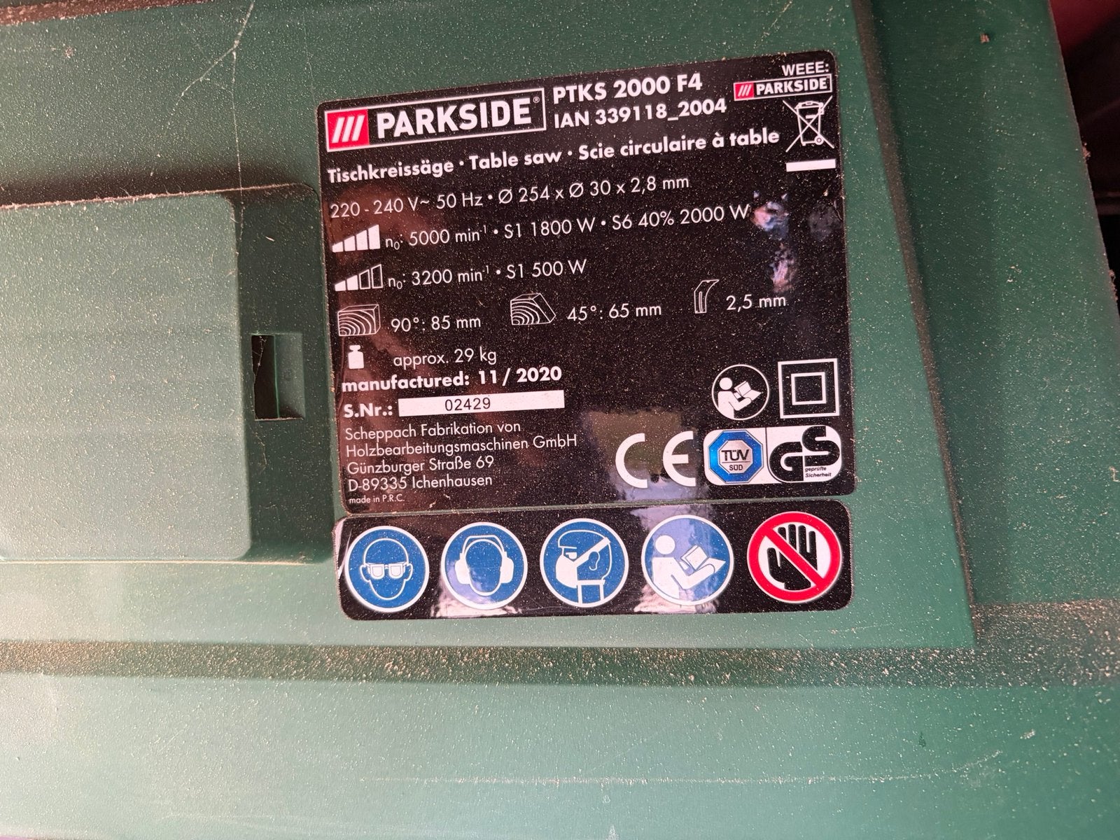Te koop: Parkside Zaagtafel PTKS 2000 F4, Ophalen, Cirkelzaag, 70 mm of meer, Zo goed als nieuw