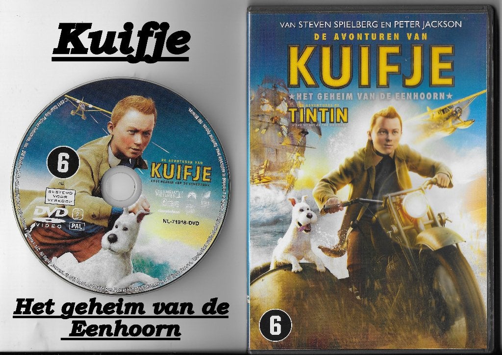 Dvd 26 kuifje het geheim van de eenhoorn (steven spielberg), Alle leeftijden, Ophalen of Verzenden, Zo goed als nieuw, Film