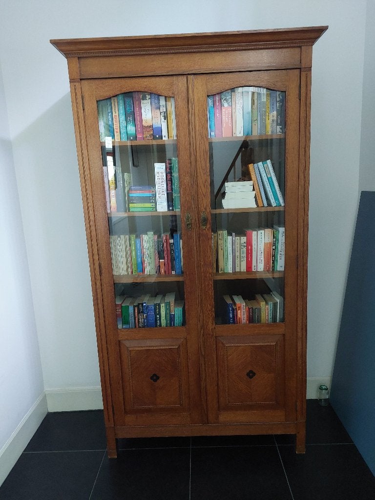 Antieke eikenhouten boekenkast / servieskast, Ophalen