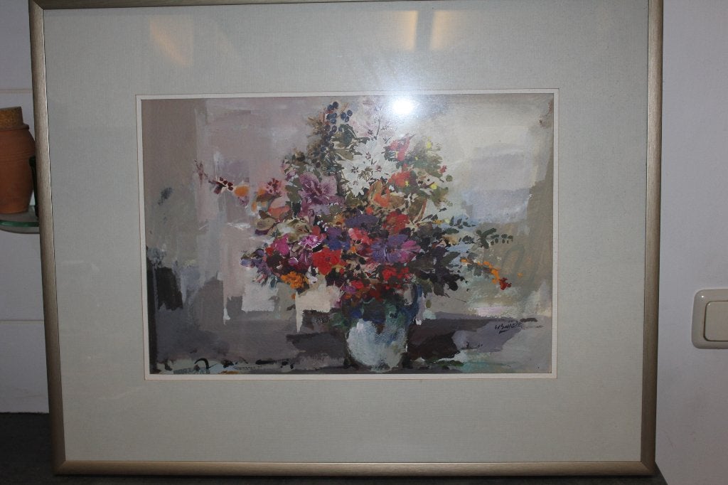 Aquarel schilderij, Bijzondere lijst, Overige ondergronden, Ophalen, Bloemen