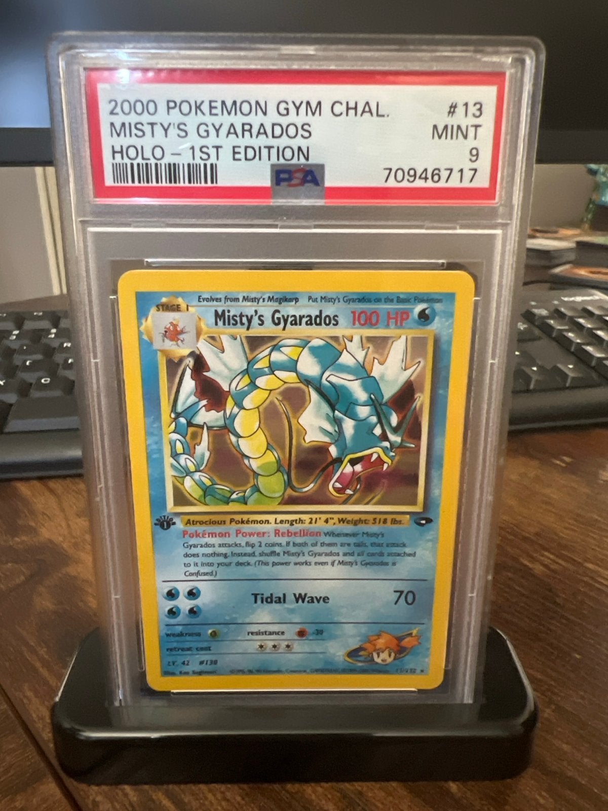 Misty's Gyarados 1st Edition - Gym Challenge - PSA 9, Hobby en Vrije tijd, Verzamelkaartspellen | Pokémon, Zo goed als nieuw, Losse kaart