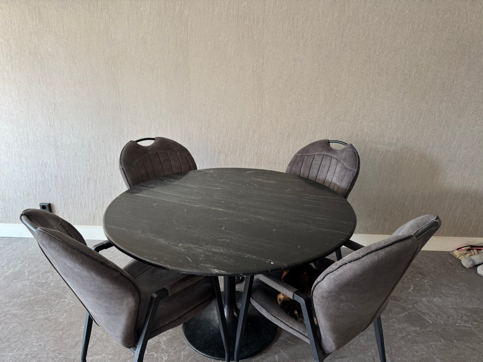 Ronde marmer eettafel, Ophalen, Zo goed als nieuw, Rond, 100 tot 150 cm