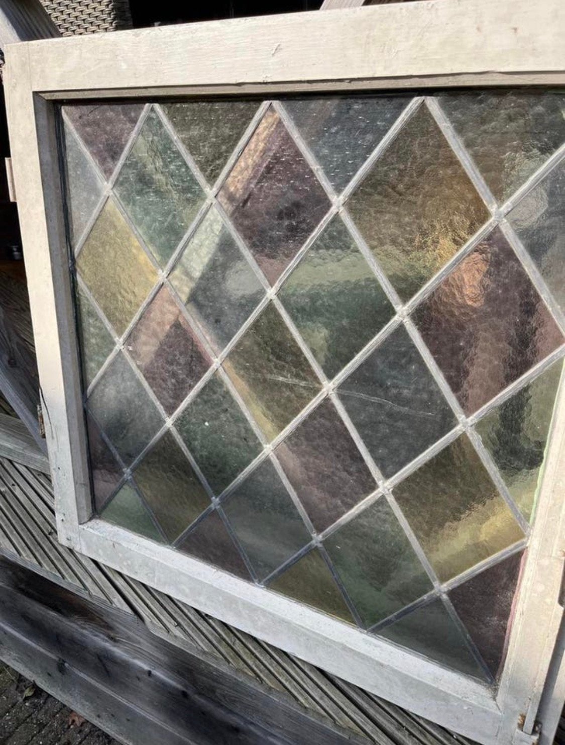 Prachtig Glas in Lood Raam 70x70 cm - Decoratief & Sfeervol, Ophalen, Gebruikt, Minder dan 80 cm, Glas in lood