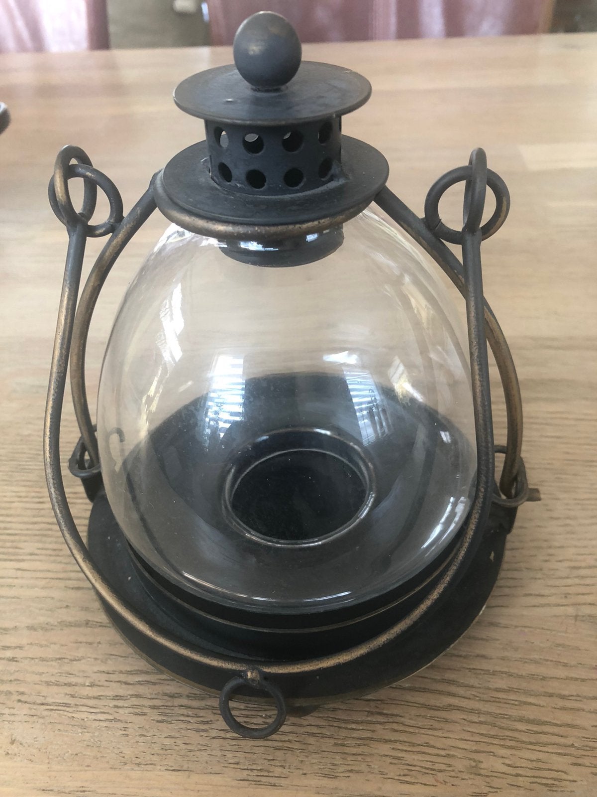 Windlicht metaal en glas 30 cm h totaal, Ø 17 cm, Ophalen of Verzenden, Zo goed als nieuw