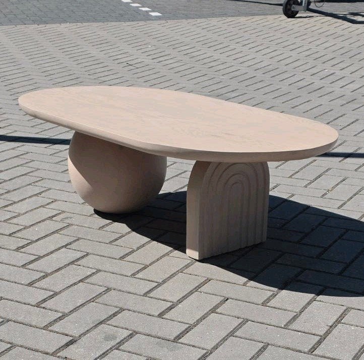 Unieke Japandi Salontafel Handgemaakt Beukenhout, Ophalen, Japandi, Gebruikt, 100 tot 150 cm