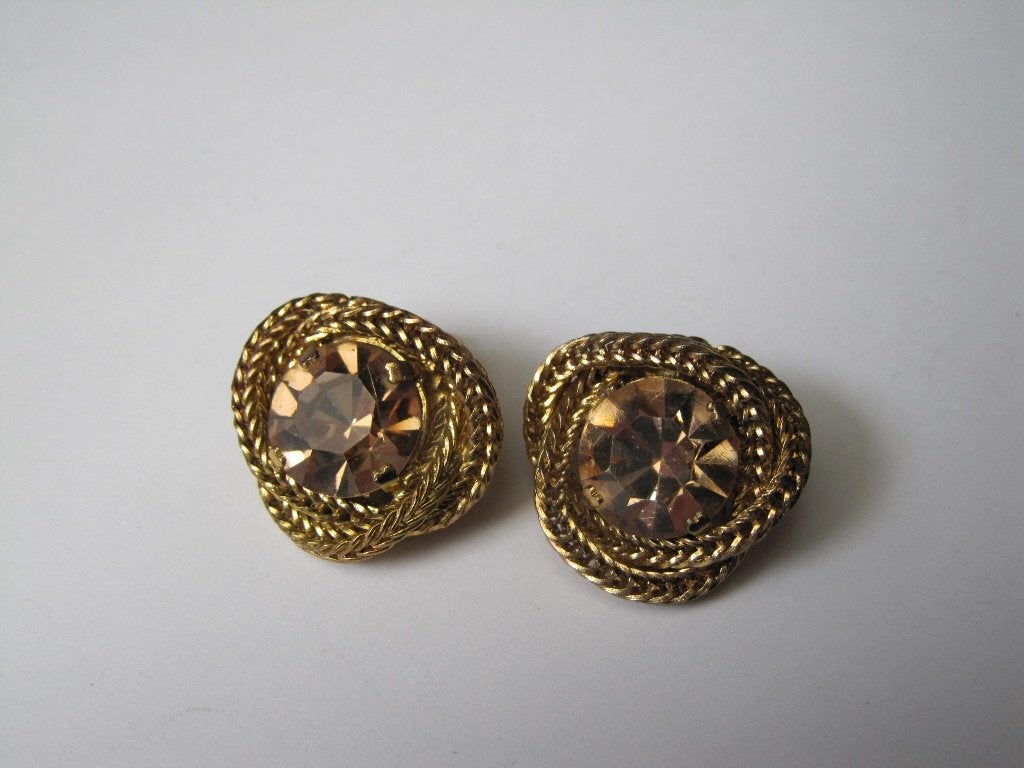 Oorbellen/koordknoop/heldere bruin/gele rijnsteen, Met kristal, Overige materialen, Overige kleuren, Verzenden