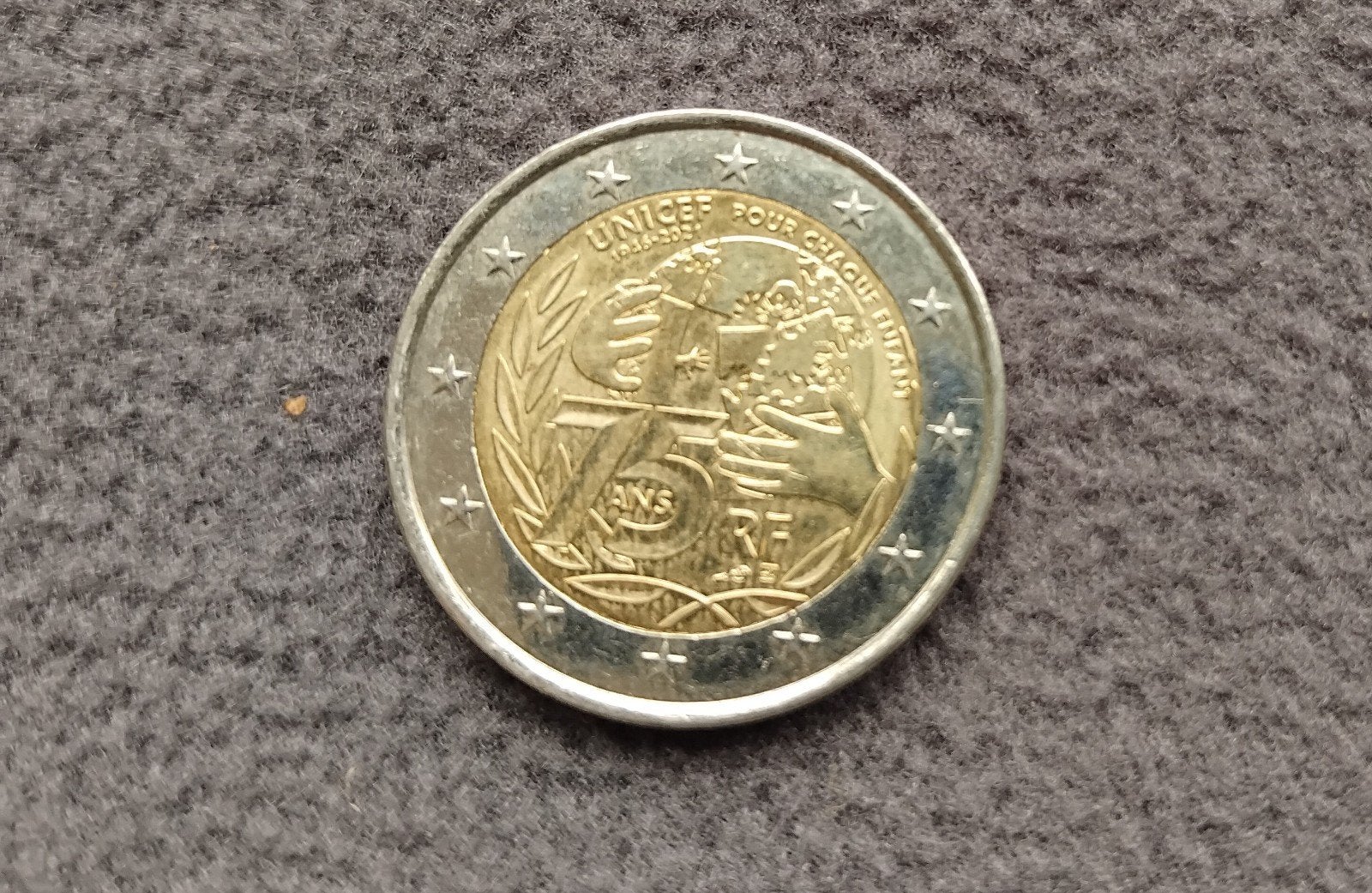 2 euro munt  Frankrijk 2021 - 75 Jaar Unicef., Ophalen