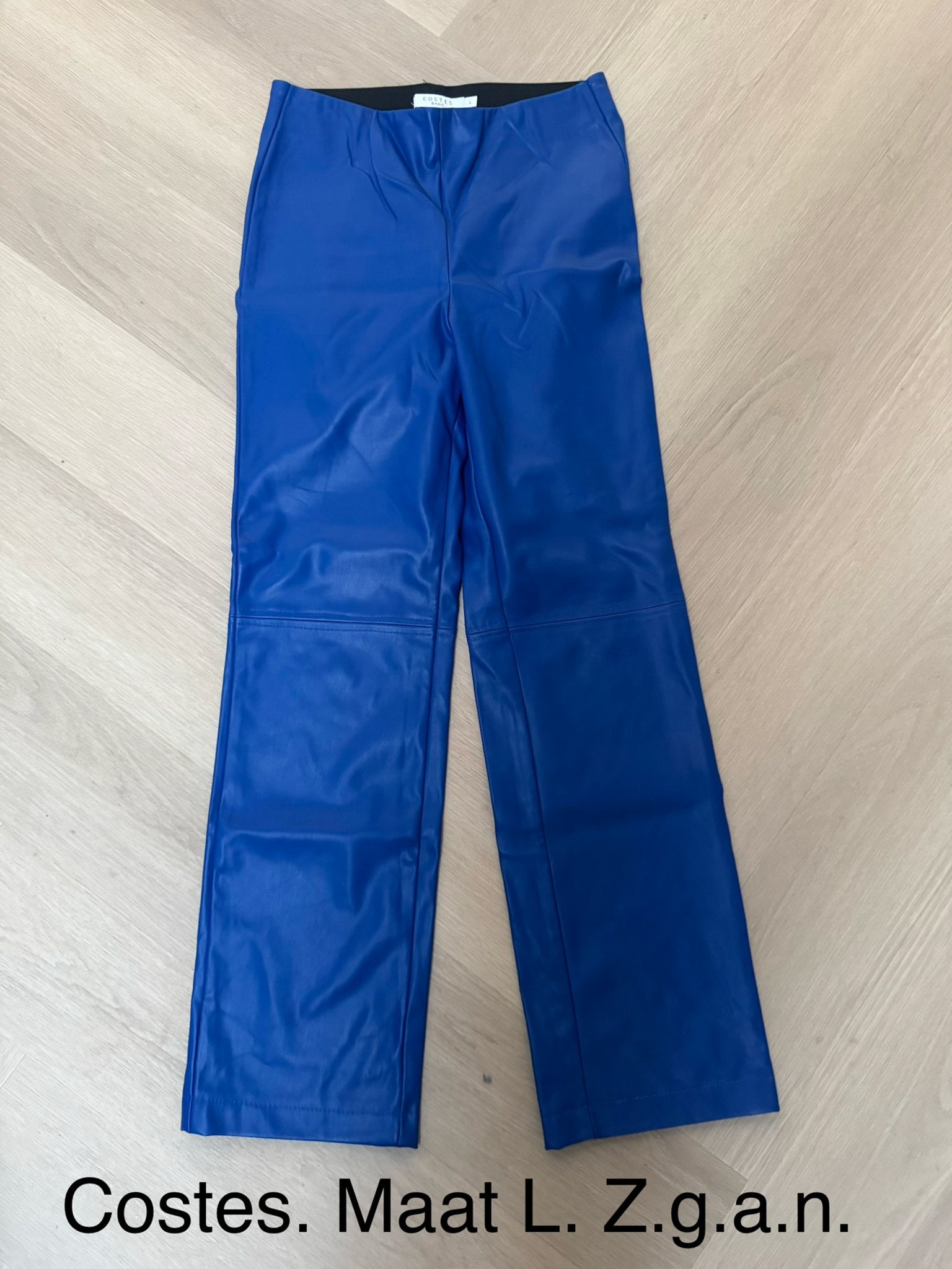 Costes blauwe faux leren look broek - Maat L, Kleding | Dames, Ophalen of Verzenden, Zo goed als nieuw, Maat 42/44 (L), Blauw