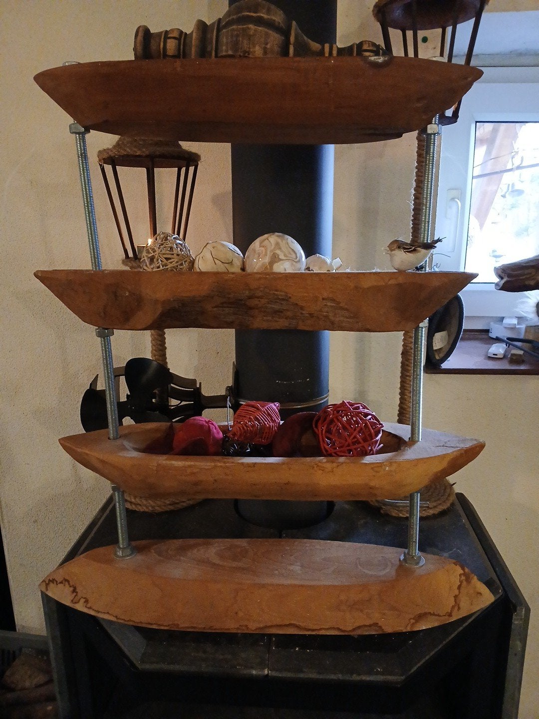 teak houten decoratie .., Huis en Inrichting, Ophalen of Verzenden, Gebruikt, Etagère, Hout