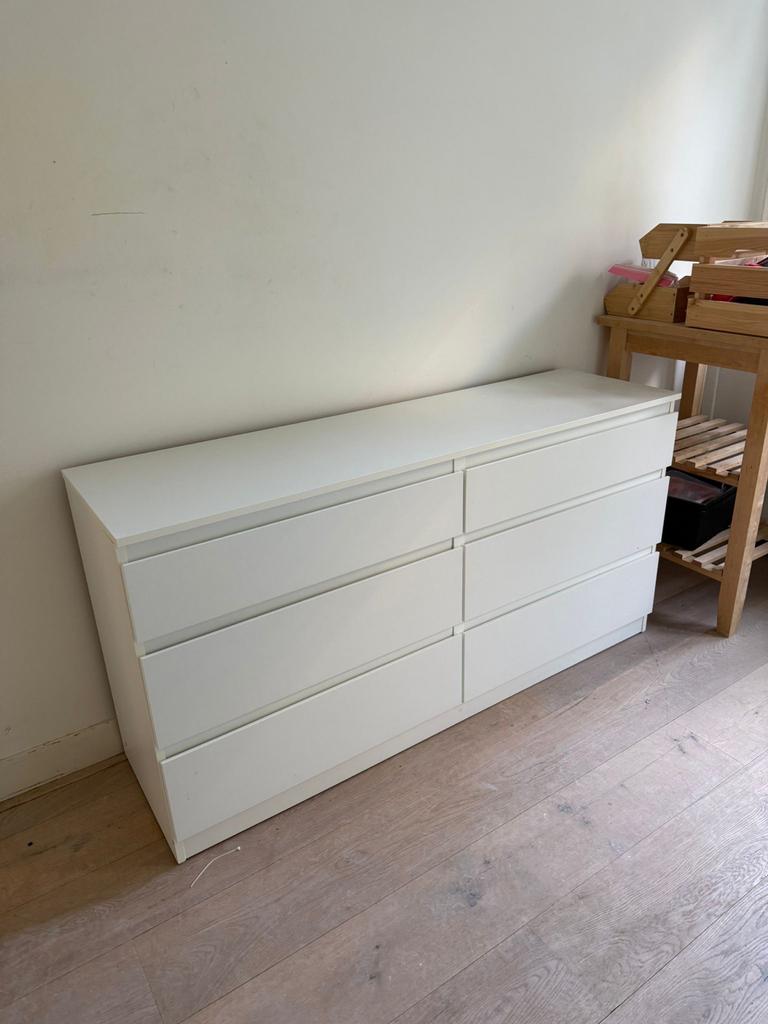 IKEA MALM ladekast wit - 6 lades, 5 laden of meer, 150 tot 200 cm, Ophalen of Verzenden, Zo goed als nieuw
