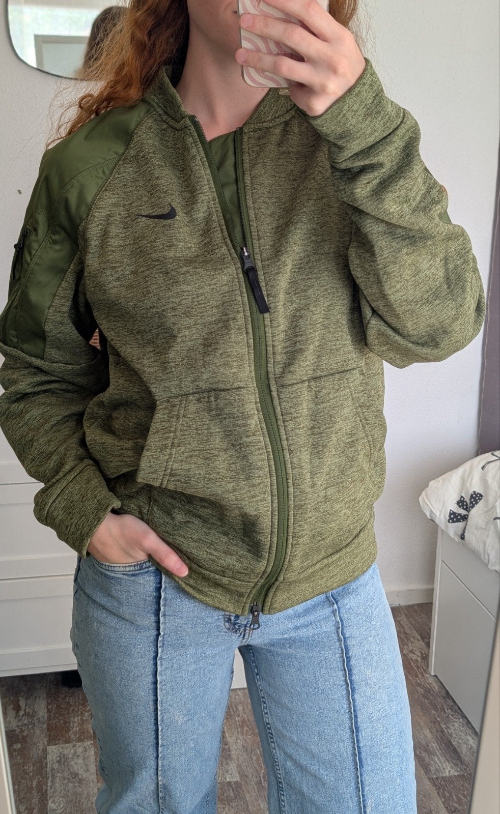 Nike Therma-FIT Bomber Jacket / Fleece Vest - Groen - Maat S, Nike, Ophalen of Verzenden, Zo goed als nieuw, Maat 36 (S)