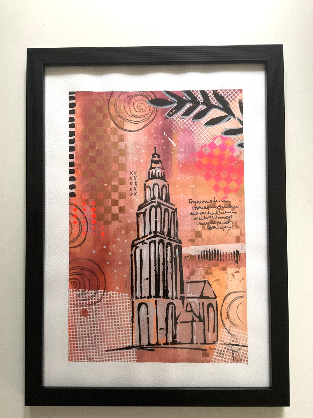 Martinitoren , schilderij in lijst , uniek, Ophalen of Verzenden, Nieuw, Minder dan 50 cm, Schilderij
