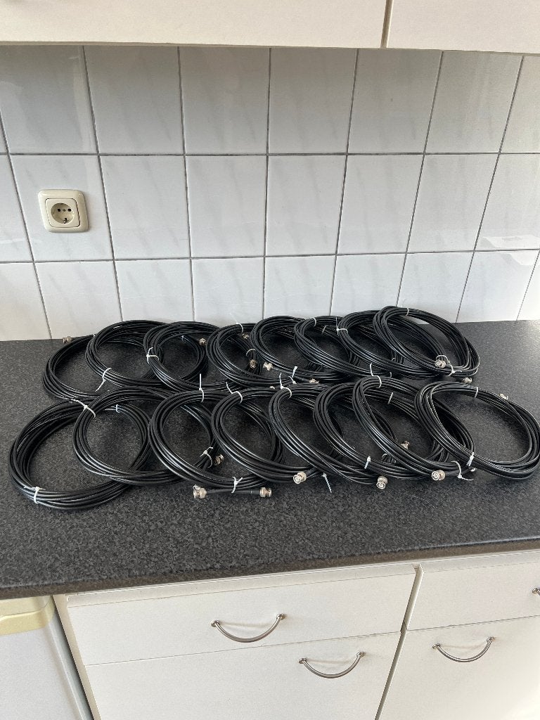 16 B&C kabels male-male . AG58C/U . 50 ohm . 8 meter lang., Ophalen of Verzenden, Gebruikt, 5 tot 10 meter, Overige kabels