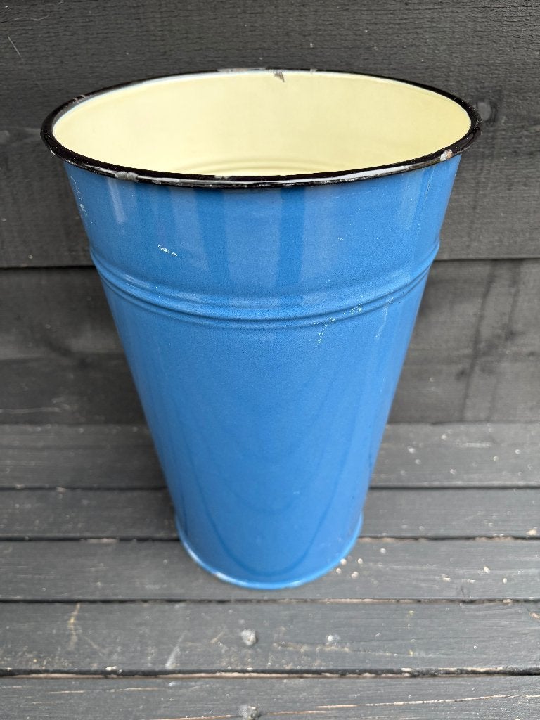 Leuke Blauw Emaille Vaas/Emmer., Ophalen of Verzenden