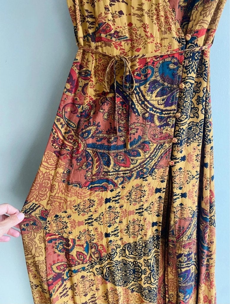 zomer lange hippie wikkel jurk, Oranje, Ophalen of Verzenden, Zo goed als nieuw, Maat 36 (S)