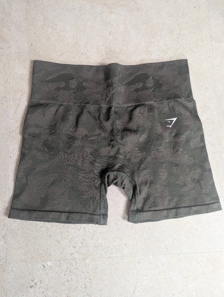 Gymshark Camo Seamless Shorts - Maat L, Verzenden, Maat 42/44 (L), Groen, Gymshark