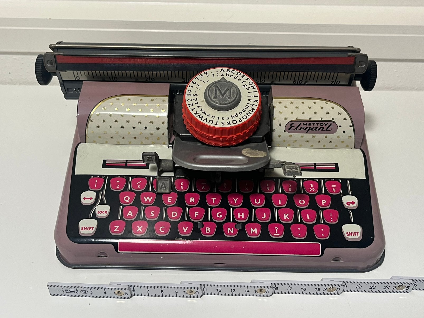4x blikken speelgoed typemachines Mettoy / Tom Thumb / Apex, Verzenden, Zo goed als nieuw