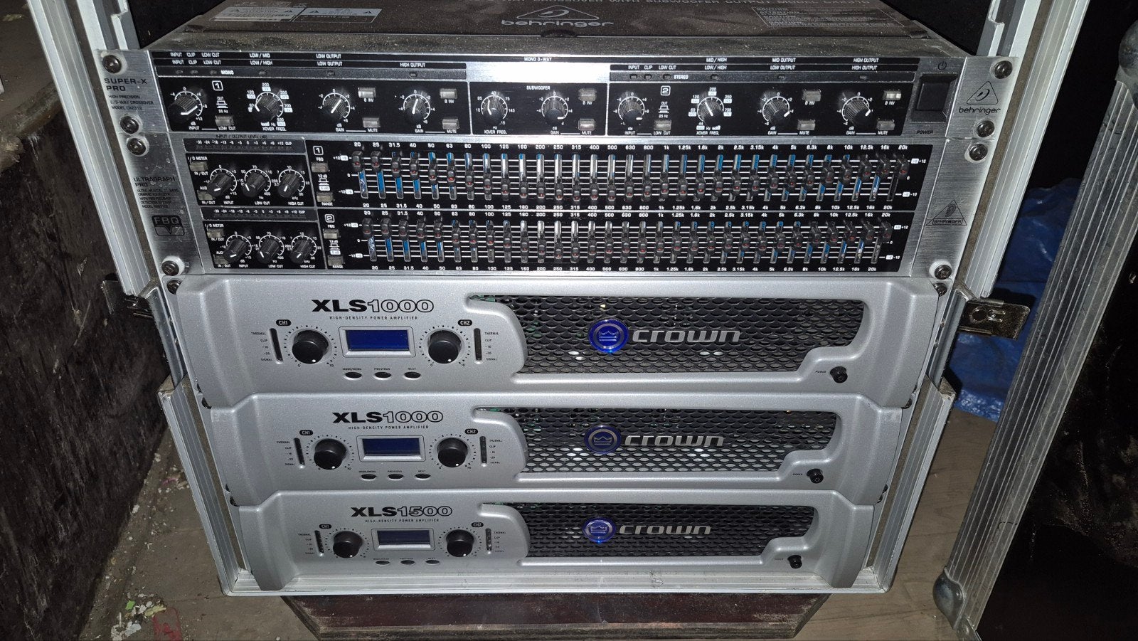 Complete PA-set in flightcase met bluewheels, Ophalen of Verzenden, Gebruikt, 1000 watt of meer, P.A.
