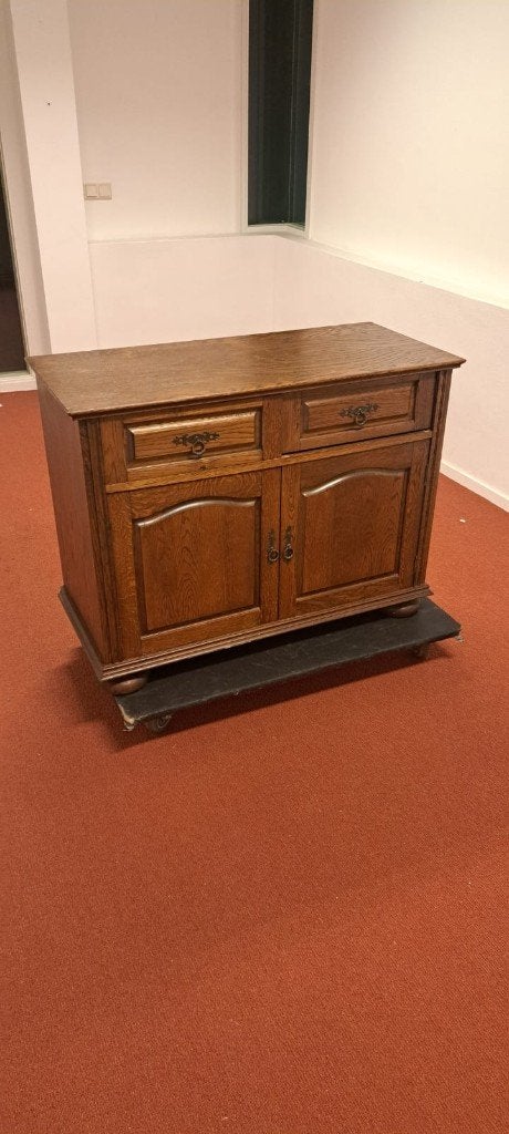 Massief eiken dressoirkast met 2 lades en deurtjes, Antiek en Kunst, Ophalen of Verzenden