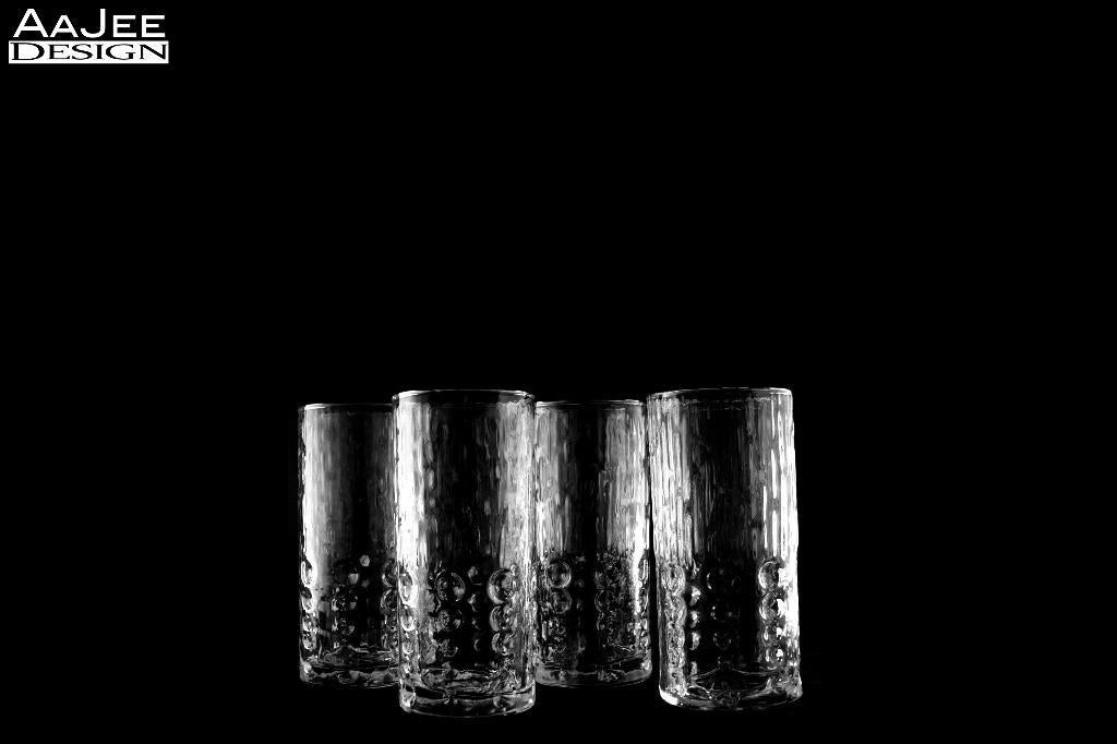 Set van 4 vintage Bubble longdrink glazen - BP, Ophalen of Verzenden, Gebruikt, Frisdrankglas