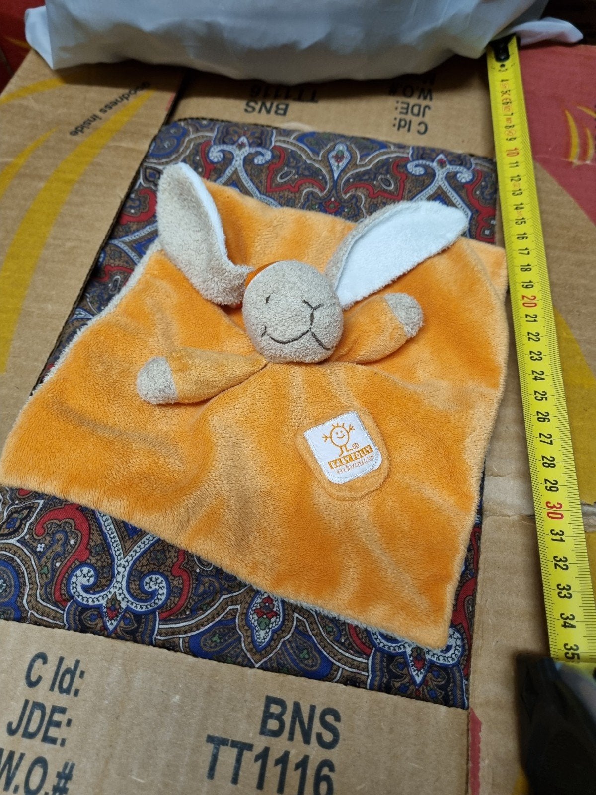 Baby folly konijn knuffel doekje oranje nr 42, Ophalen of Verzenden, Konijn