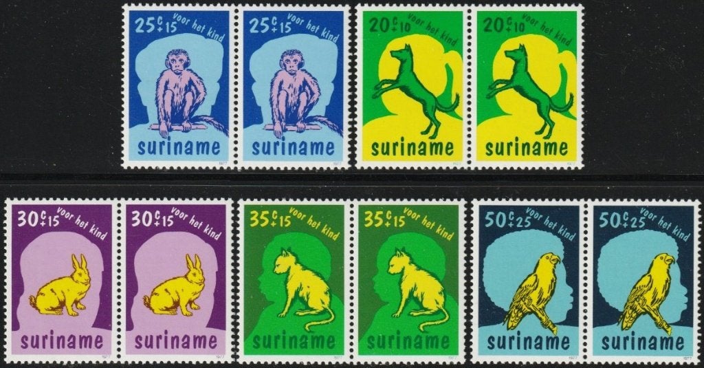 Rep-Suriname 102-106 paren h voor het kind., Postzegels en Munten, Verzenden, Postfris