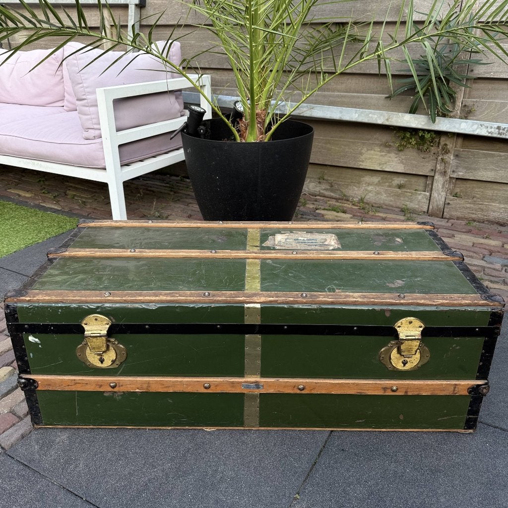 Zumpolle antieke reiskist Nederlands | groen | 100x48x35cm, Ophalen