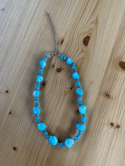 Amazoniet en turquoise ketting, Sieraden, Tassen en Uiterlijk, Kettingen, Nieuw, Steen of Mineraal, Met edelsteen, Verzenden