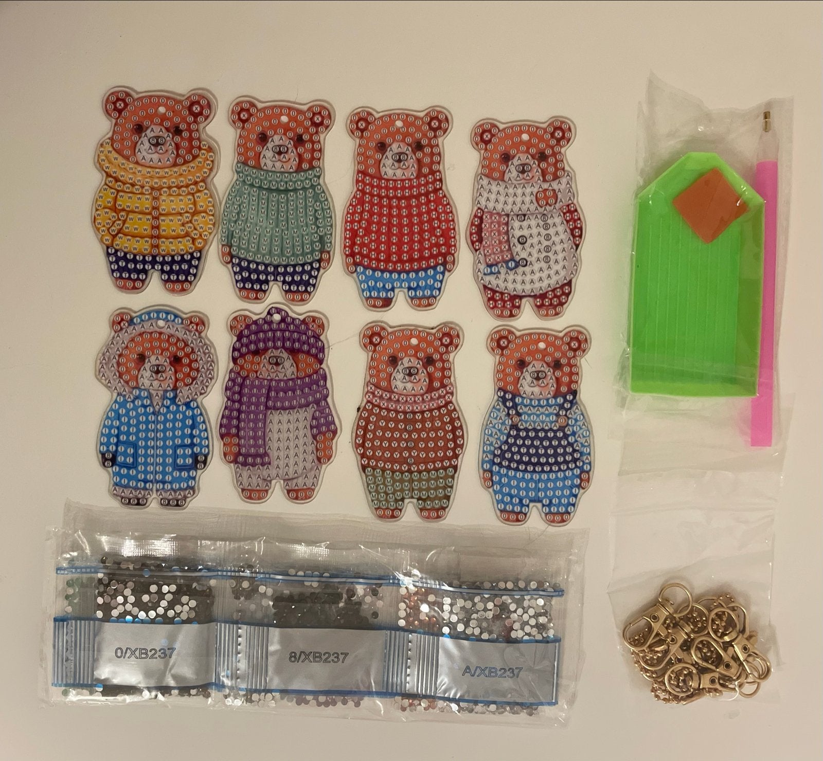 Diamond Painting Teddyberen Set - 8 Stuks met Ronde Steentje, Handgemaakt, Nieuw, Meerkleurig, Ophalen of Verzenden