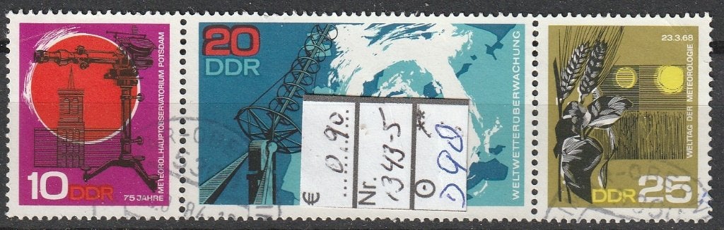 DDR Weerstation Michel 1343-5 Nr.D98g, Verzenden, DDR, Gestempeld