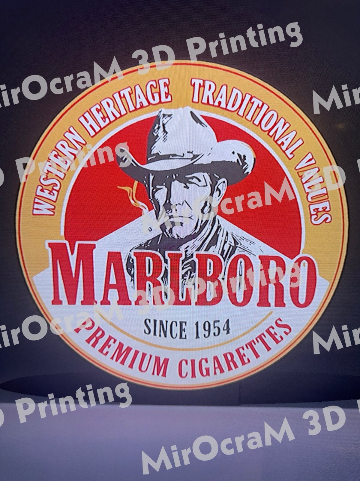 Marlboro Cowboy ReclameLedbord - Rond 26 cm, Verzenden, Nieuw, Lichtbak of (neon) lamp