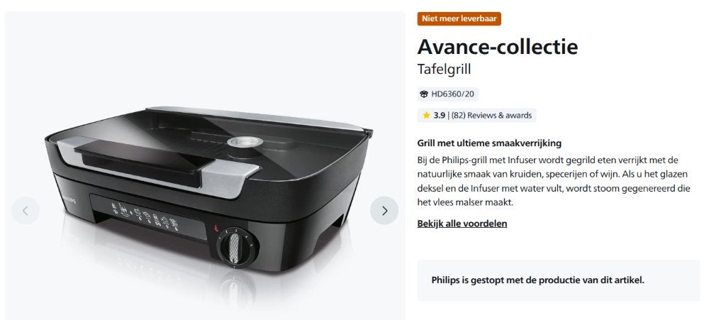 Philips tafelgrill HD6360, Ophalen, Zo goed als nieuw, Tafelgrill