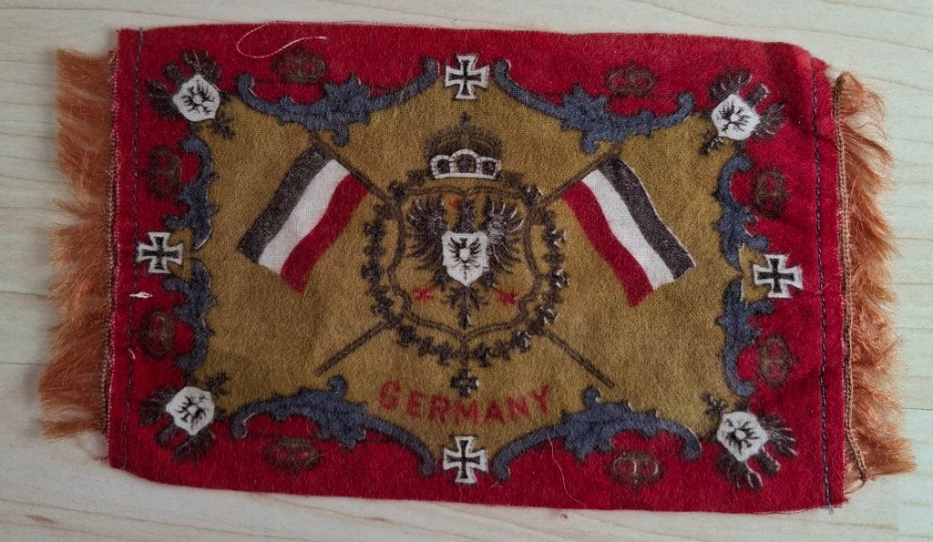 Klein WW1 onderzet kleedje of souvenir., Verzamelen, Ophalen of Verzenden, Overige soorten, Duitsland, Vlag of Vaandel
