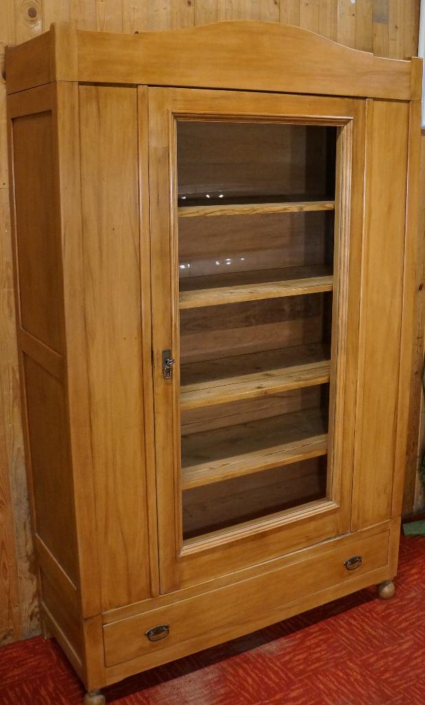 Antiek Noten 1 deurskast glaskast servieskast vitrinekast, Huis en Inrichting, Kasten | Vitrinekasten, Ophalen, 100 tot 150 cm