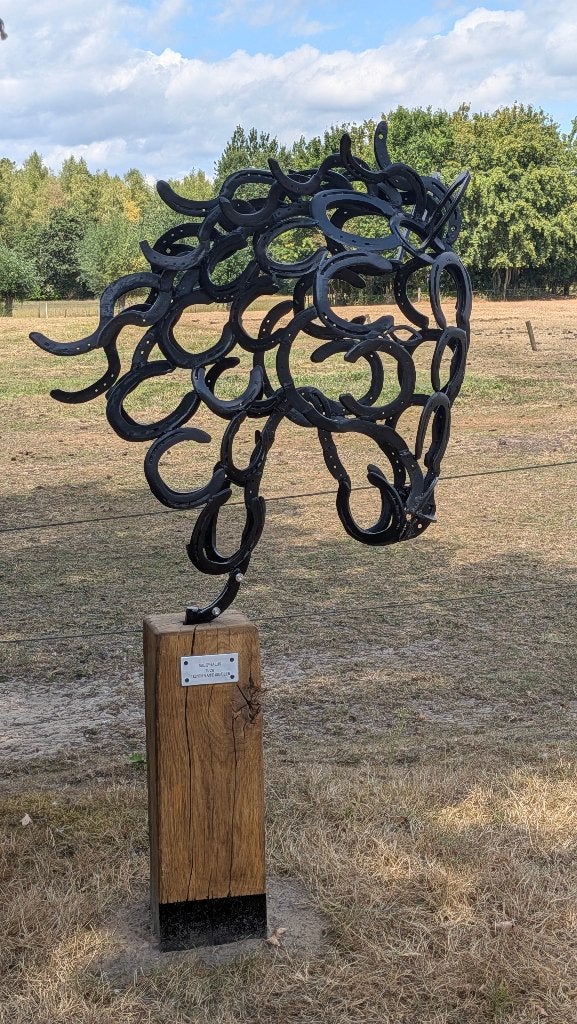 Tuinkunstwerk hoefijzer paardenkop 'Bucephalus', Ophalen