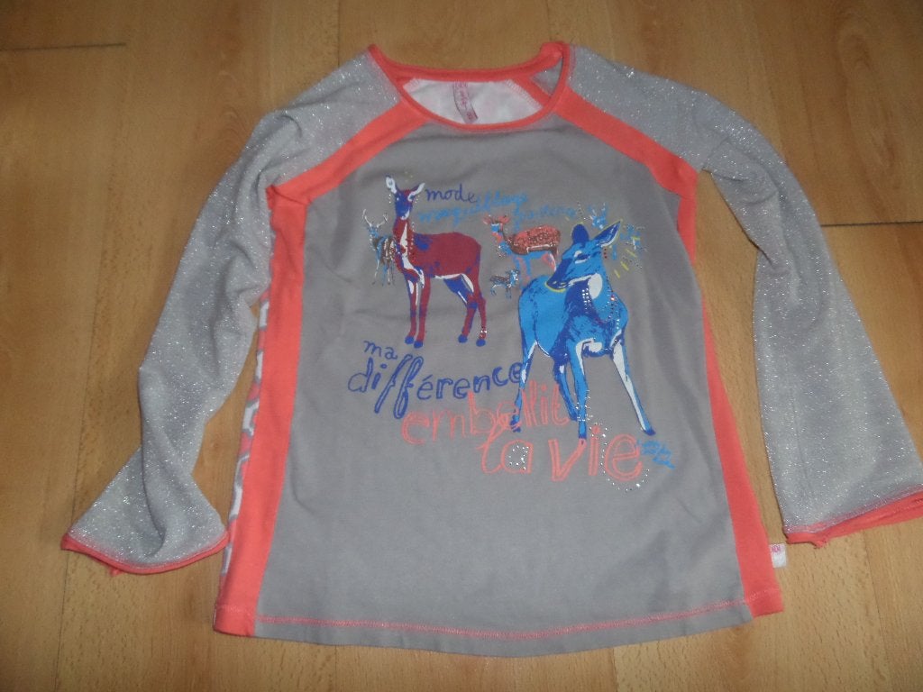 Didi longsleeve maat 128 met grijs/ zilveren mouwen, Ophalen of Verzenden, Zo goed als nieuw, Meisje, Shirt of Longsleeve